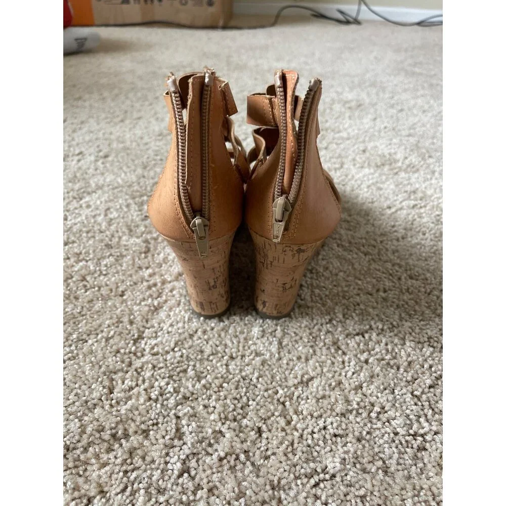 NWOT Anna Massey Women's‎ Brown Wedge Sandals Gladiator Block Heel Size 9